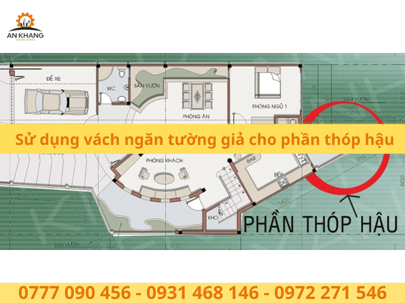 Sử dụng vách ngăn tường giả cho phần thóp hậu