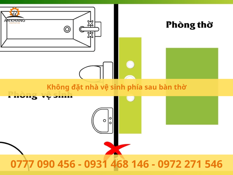 Không đặt nhà vệ sinh phía sau bàn thờ