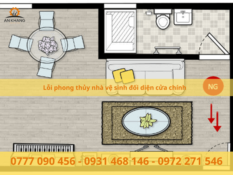 Lỗi phong thủy nhà vệ sinh đối diện cửa chính