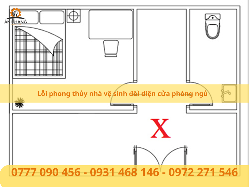 Lỗi phong thủy nhà vệ sinh đối diện cửa phòng ngủ