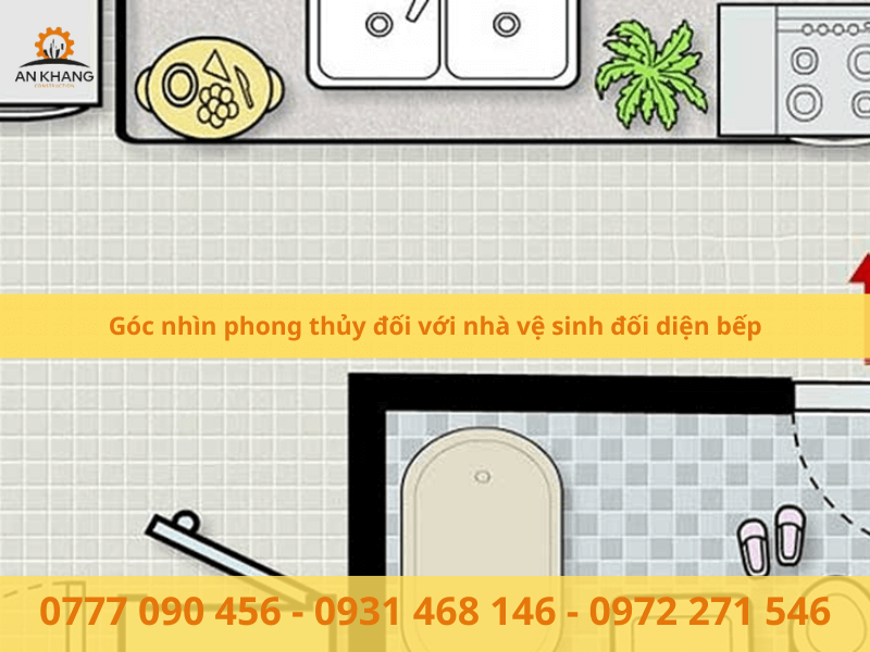 Góc nhìn phong thủy đối với nhà vệ sinh đối diện bếp