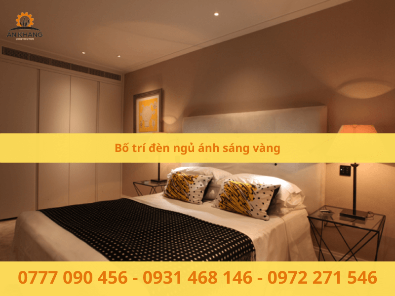 Bố trí đèn ngủ ánh sáng vàng