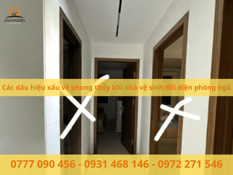 Các dấu hiệu xấu về phong thủy khi nhà vệ sinh đối diện phòng ngủ