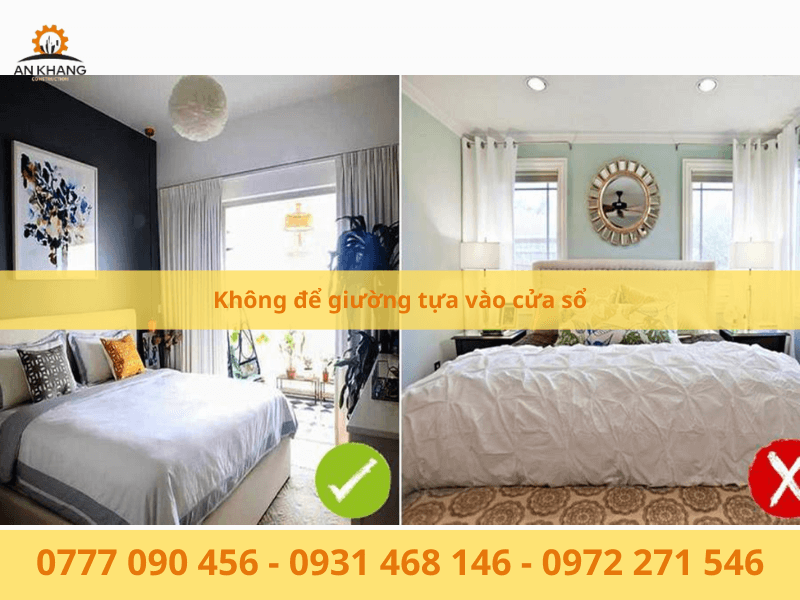 Không để giường tựa vào cửa sổ