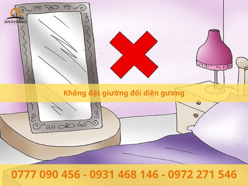 Không đặt giường đối diện gương