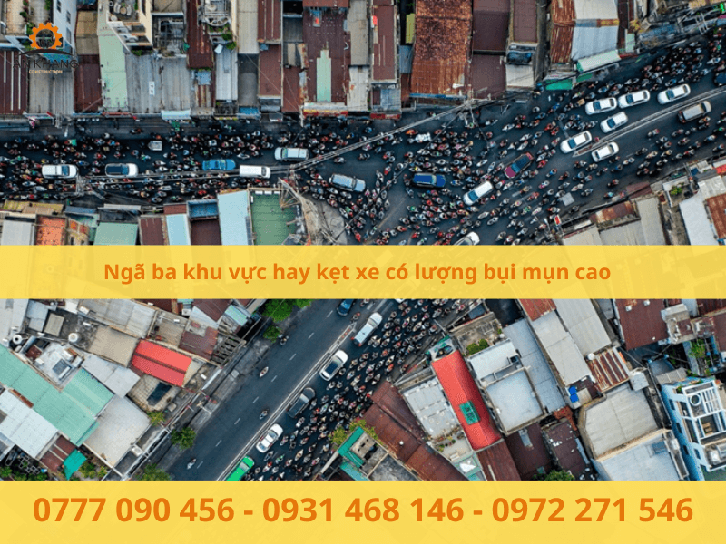 Ngã ba khu vực hay kẹt xe có lượng bụi mụn cao
