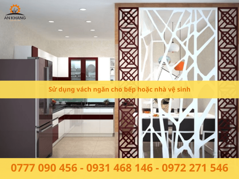 Sử dụng vách ngăn cho bếp hoặc nhà vệ sinh