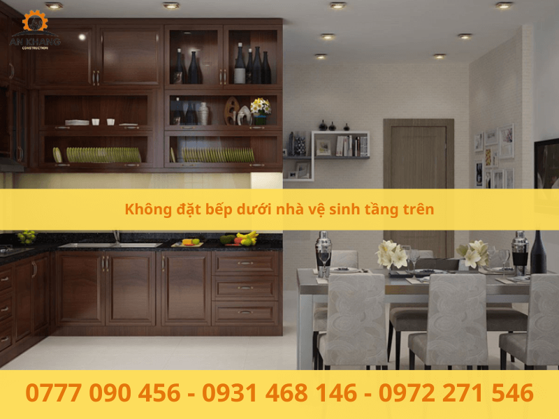 Không đặt bếp dưới nhà vệ sinh tầng trên
