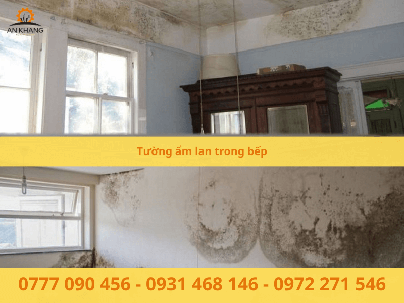 Tường ẩm lan trong bếp