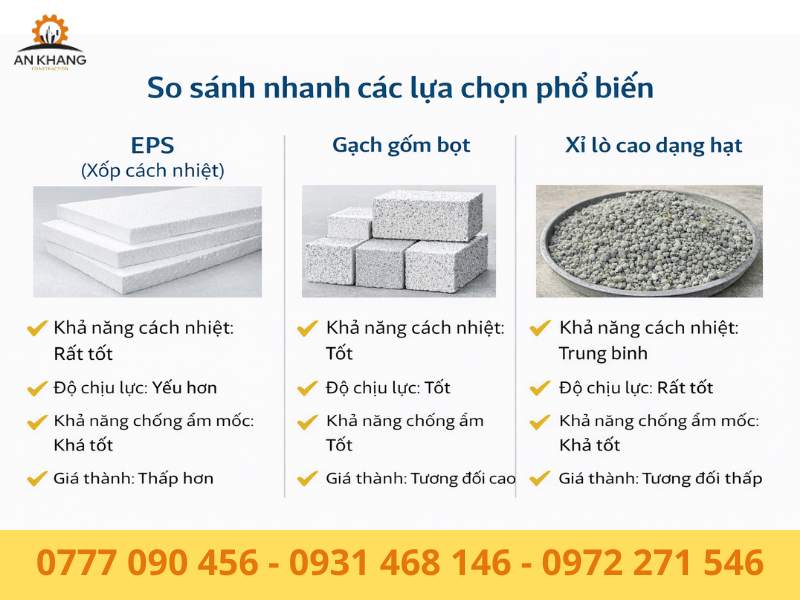 So sánh nhanh các lựa chọn phổ biến